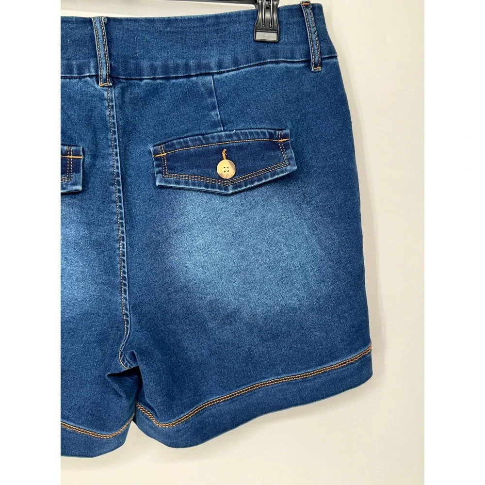 Cato's Denim Shorts Womens 18/20W Blue New High Rise Double Button Medium Wash